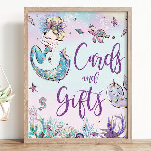 Affiche Blonde Sirène Anniversaire Cartes de Baby shower e