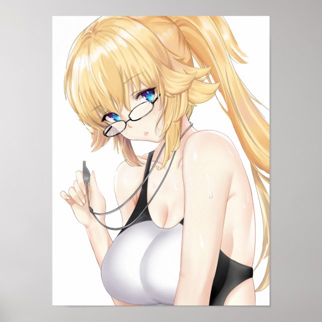 Affiche Blonde Waifu avec lunettes (Devant)