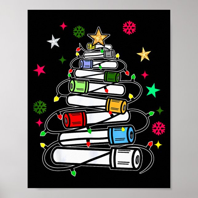 Affiche Blood Tube Christmas Tree Phlebotomist Tech Phleb  (Devant)