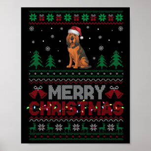 Affiche Bloodhound Amoureux de les chiens Santa Hat Christ