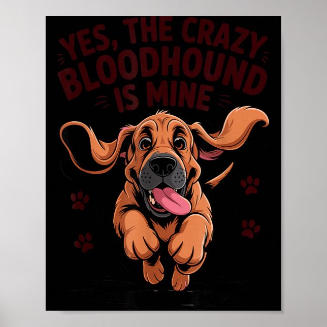 Affiche Bloodhound Breed Cute Pet Dog Lover Cartoon Funny  (Devant)