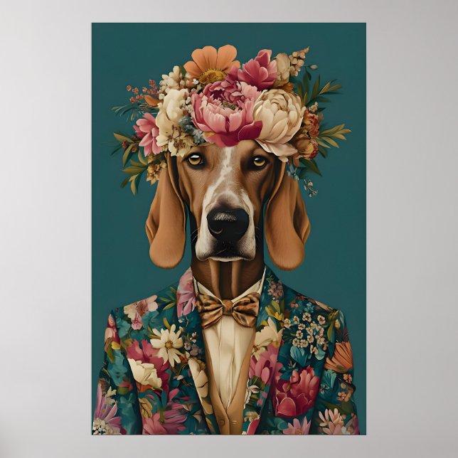 Affiche Bloodhound In Suit Poster, Bloodhound Portrait (Devant)
