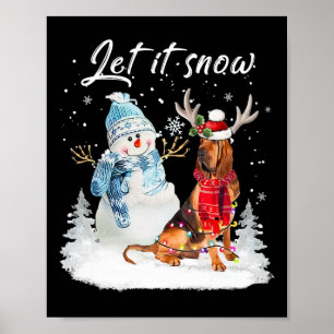 Affiche Bloodhound Père Noël Chien Noël Snowman Xmas Pajam