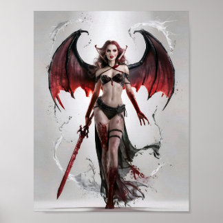 Affiche Bloody Lady Vampire Guerrier debout Majestiquement