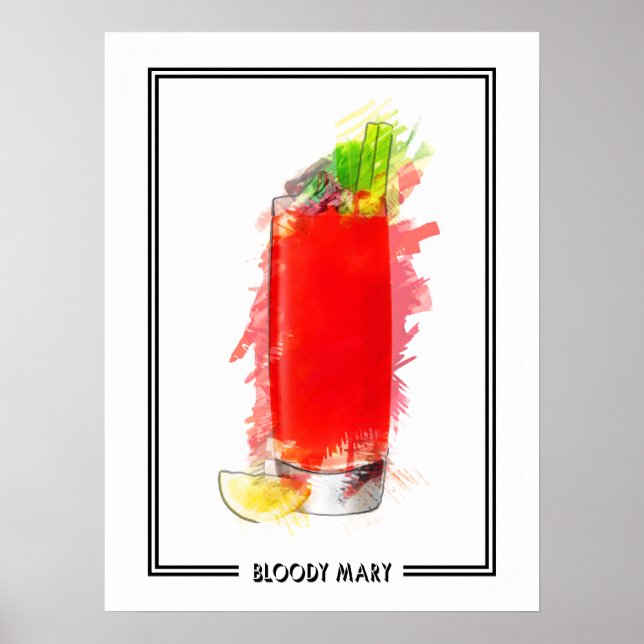 Affiche Bloody Mary Cocktail Marker Croquis (Devant)