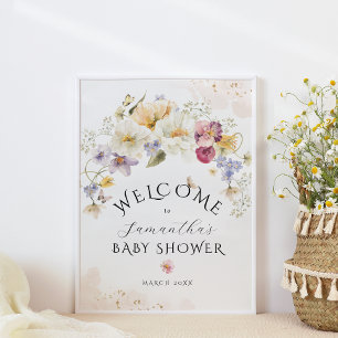 Affiche Bloom Fleur sauvage Rustique Baby shower bienvenue