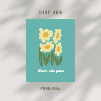 Affiche Bloom With Grace Retro Daisy Wall Art