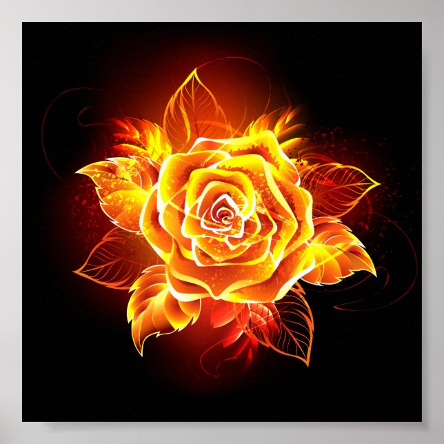 Affiche Blooming Fire Rose (Devant)