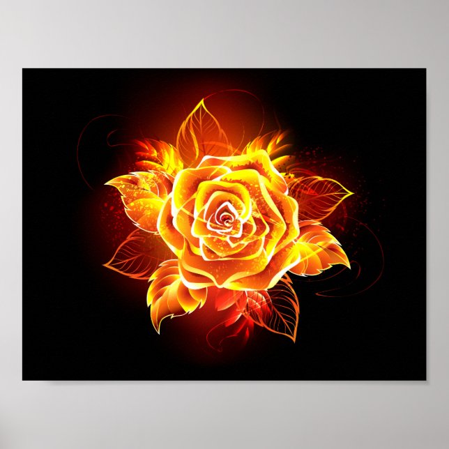 Affiche Blooming Fire Rose (Devant)