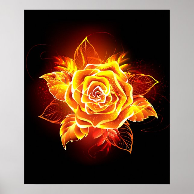 Affiche Blooming Fire Rose (Devant)