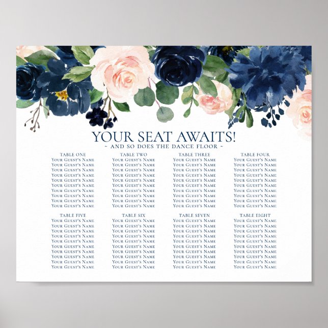 Affiche Blooms Chics | Carte des sièges floraux de la Mari (Devant)