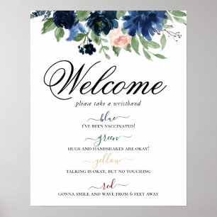 Affiche Blooms Chics Navy Blush Floral Distances sociale