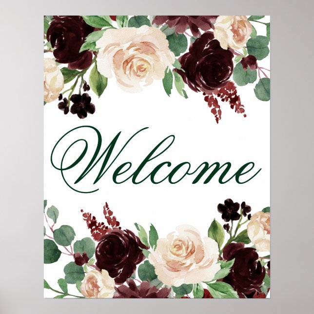 Affiche Blooms rustiques | Terracotta et Marsala Red Welco (Devant)