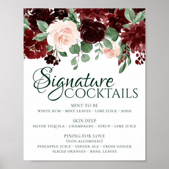 Affiche Blooms rustiques | Terracotta Marsala Signature Bo (Devant)
