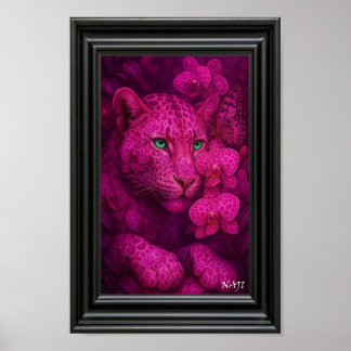Affiche Blossom Panther – Enchanted Pink Wildlife Art