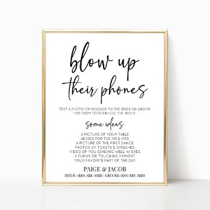 Affiche Blow Up their Phones Mariage Photo Activity Sign