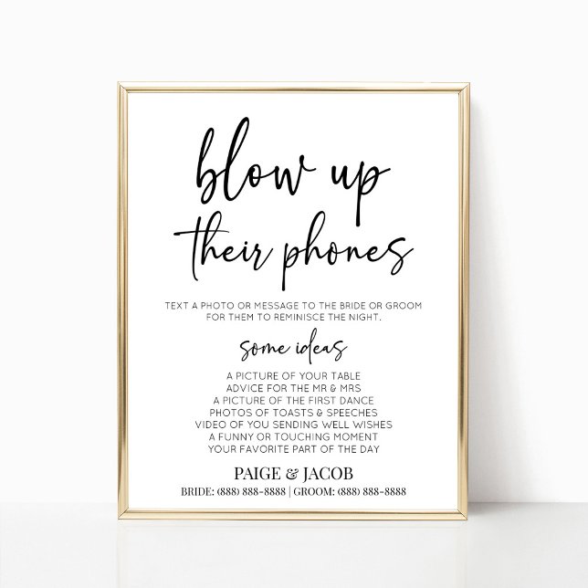 Affiche Blow Up their Phones Mariage Photo Activity Sign (Créateur téléchargé)