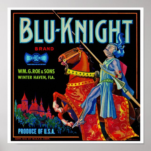 Affiche Blu Knight Fruit Étiquette (Devant)