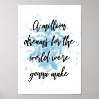 Blue A Million Dreams Chanson Lyric Wall Art Impri