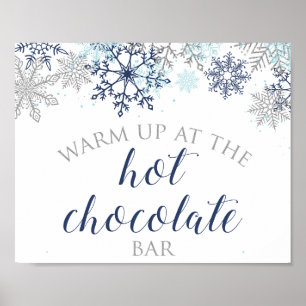 Affiche Blue and Silver Snowflake Hot Chocolate Bar Sign