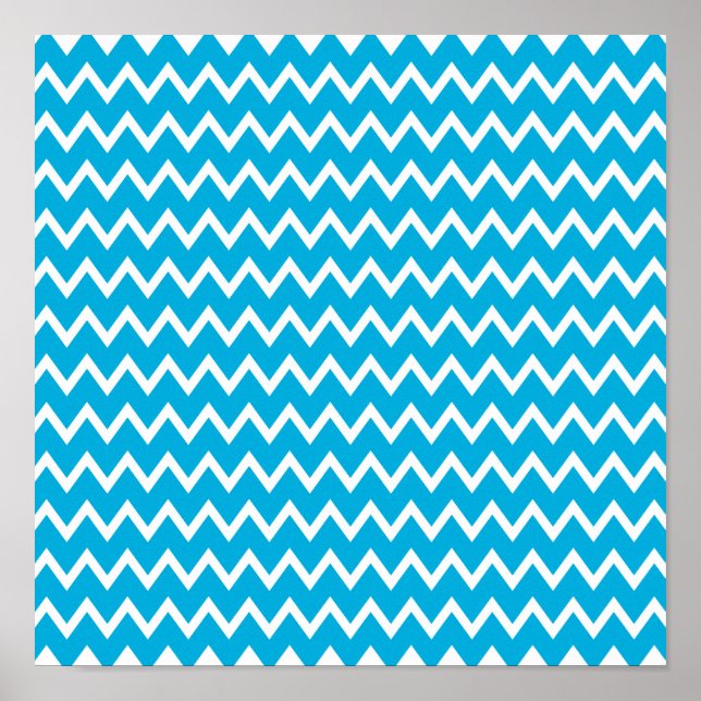 Affiche Blue and White Zigzag Pattern (Devant)