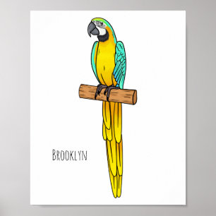 Affiche Blue-and-yellow macaw bird cartoon illustration