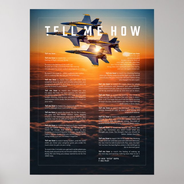 Affiche Blue Angels avec Tell Me How ode vol (Devant)