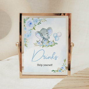 Affiche Blue Balloon Floral Elephant Boissons