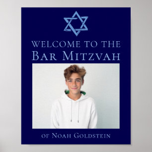 Affiche Blue Bar Mitzvah Photo Star du David Party