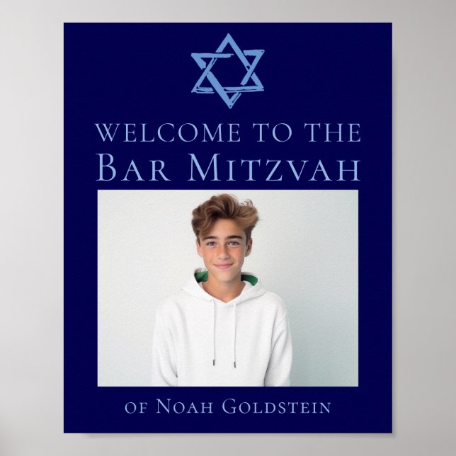 Affiche Blue Bar Mitzvah Photo Star du David Party (Devant)