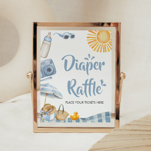 Affiche Blue Beach Baby shower d'été Déchets Raffle