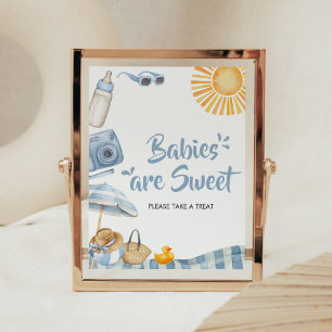 Affiche Blue Beach Baby shower d'été Les bébés sont doux