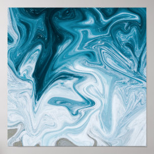 Affiche Blue Beach Waves Abstract