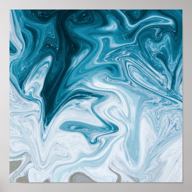Affiche Blue Beach Waves Abstract (Devant)
