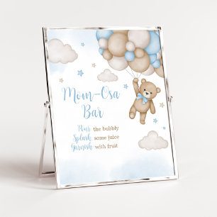 Affiche Blue Bear Baby shower Maman Osa Bar