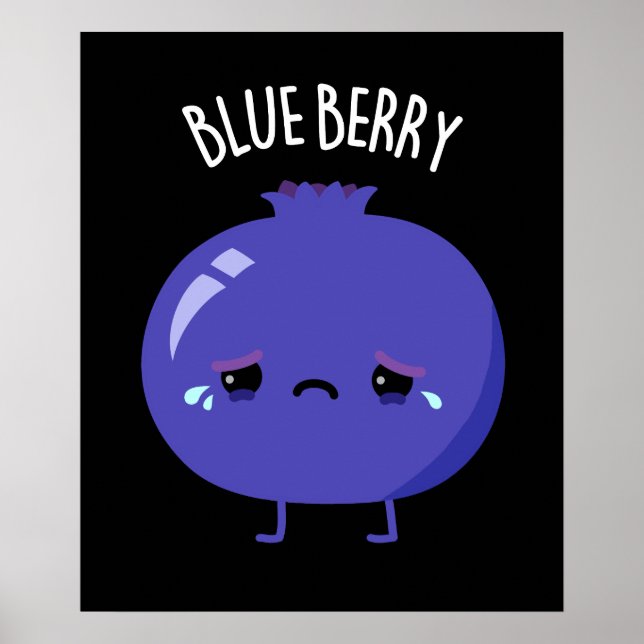 Affiche Blue Berry Funny Blueberry Pun Dark BG (Devant)