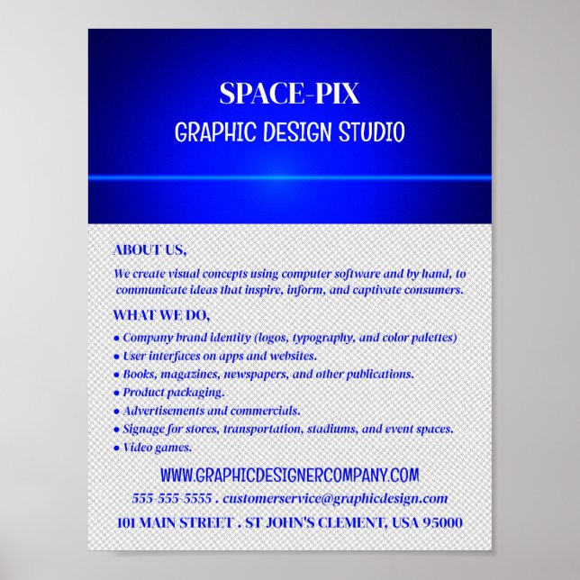 Affiche Blue Bokeh Guilloché Design, Graphiste (Devant)