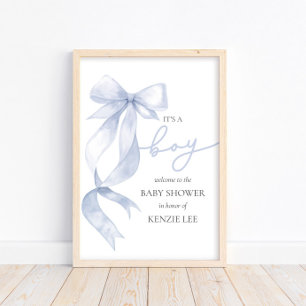 Affiche Blue Bow C'est un Baby shower garçon