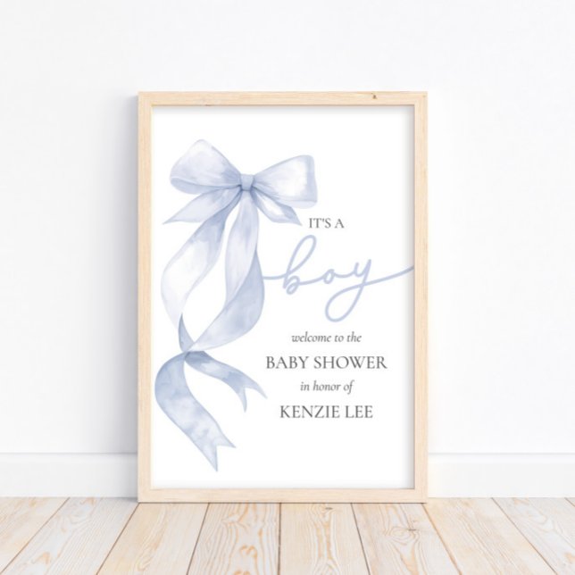 Affiche Blue Bow C'est un Baby shower garçon (Créateur téléchargé)
