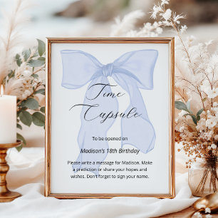 Affiche Blue Bow Coquette 1er Anniversaire Heure Capsule