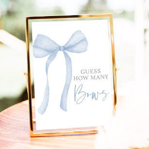 Affiche Blue Bow Coquette Devine Combien de Baby showers