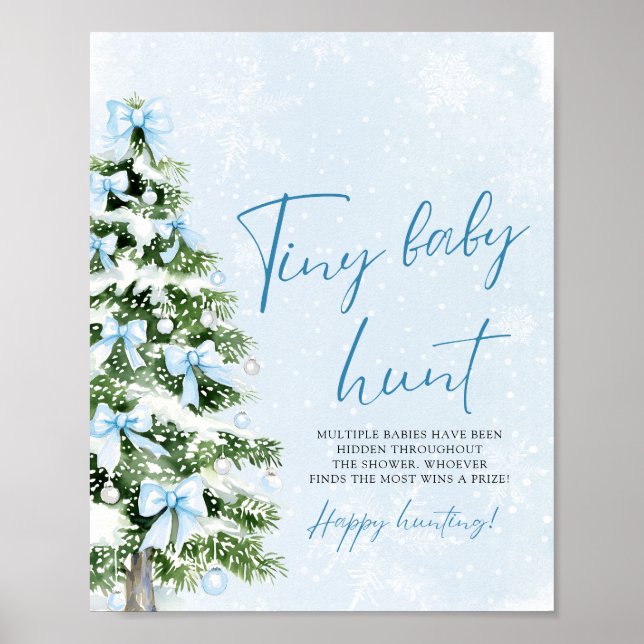 Affiche Blue Bows Christmas Tree Tiny Baby Hunt Game (Devant)