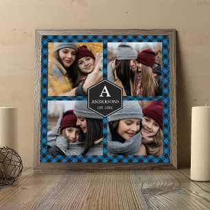 Affiche Blue Buffalo Plaid Lumberjack Famille Photo Collag
