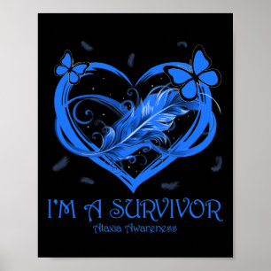 Affiche Blue Butterfly Heart I'm A Survivor Ataxia Awarene