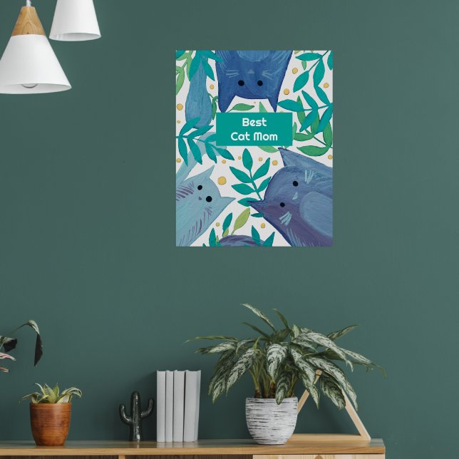 Affiche Blue Cats & branches Meilleure maman chat (Salon 1)