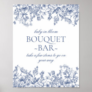 Affiche Blue Chinoiserie Vintage Floral Baby Bouquet Bar