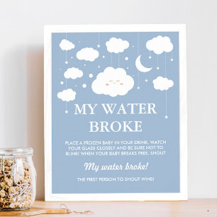 Affiche Blue Cloud Baby shower Jeu My Water Broke