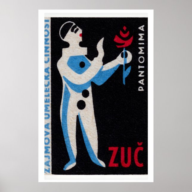 Affiche Blue Clown Red Rose - Matchbox Print - Czech Wall (Devant)
