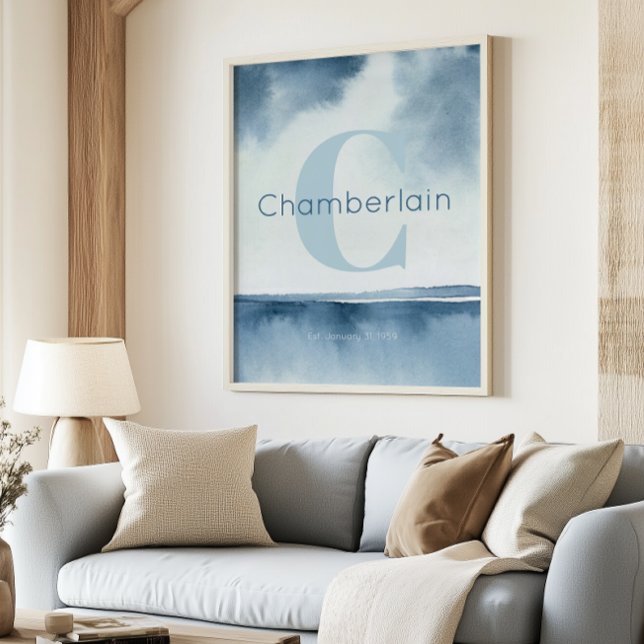 Affiche Blue Coastal Custom Last Name Wall Art Prints (Créateur téléchargé)