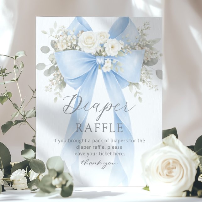 Affiche Blue Coquette Bow Diaper raffle Baby shower (Créateur téléchargé)